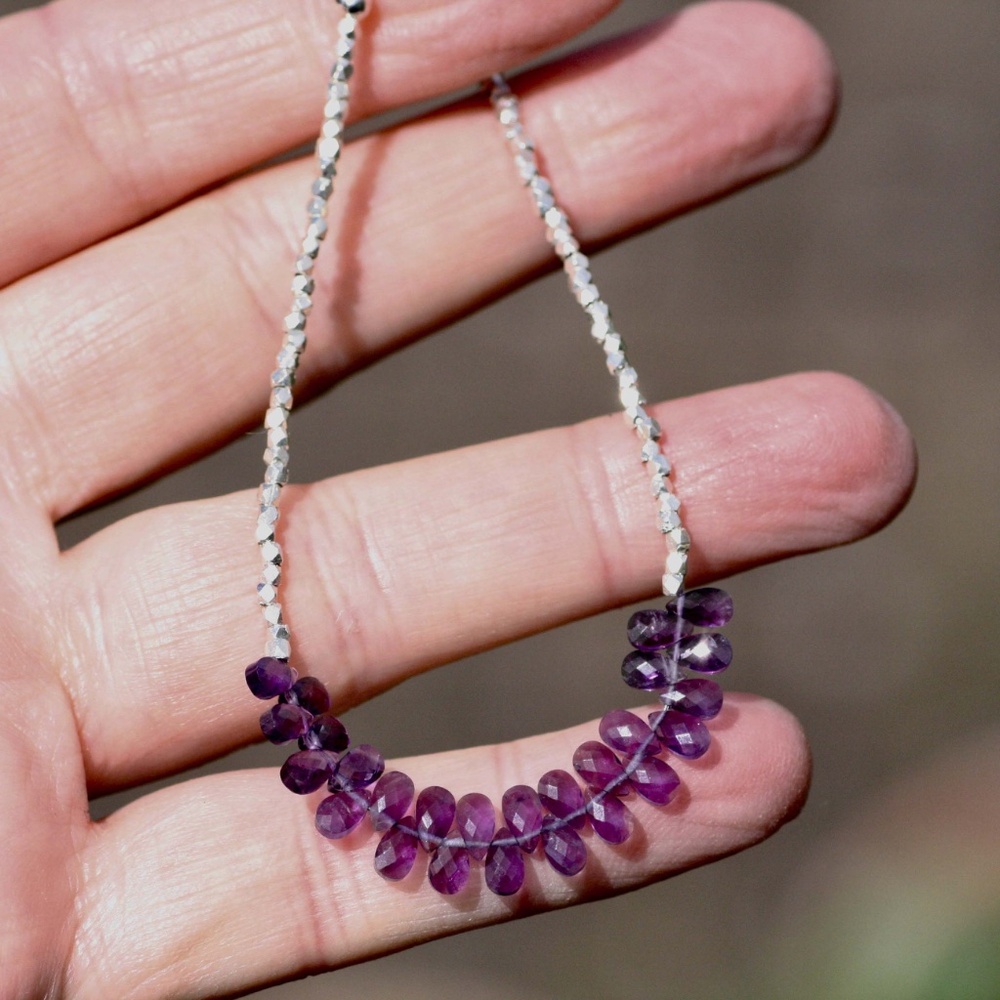 Handcrafted Natural Amethyst Bracelet Sterling Silver Karen Hill Tribe Beads - Picture 6 of 6